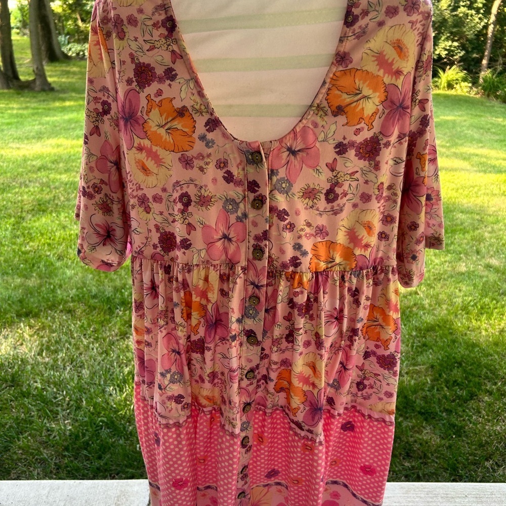NWOT-One Eleven North-Floral Pink Button-Down Dress - Picture 2 of 7